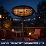 2000W 2.1m Free Standing Adjustable Portable Outdoor Electric Patio Heater Black - 45-Degree Angle