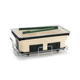 Portable Hibachi Tabletop Grill Dual Charcoal BBQ Chambers - 45-Degree Angle