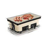 Portable Hibachi Tabletop Grill Dual Charcoal BBQ Chambers - Rear View