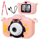 Kids Digital Dual Lens Camera, 4x Zoom and HD Video Recording (Pink) - Front View