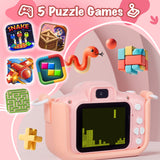 Kids Digital Dual Lens Camera, 4x Zoom and HD Video Recording (Pink) - Rear View