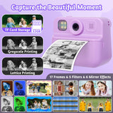 Kids 48MP Instant Print Camera with Dual Lens and 1080P HD Video - Top-Down View
