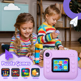 Kids 48MP Instant Print Camera with Dual Lens and 1080P HD Video - 45-Degree Angle