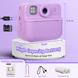 Kids 48MP Instant Print Camera with Dual Lens and 1080P HD Video - Rear View