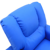 Blue Kids push back recliner chair with cup holder - Top-Down View