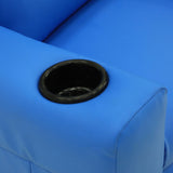 Blue Kids push back recliner chair with cup holder - 45-Degree Angle