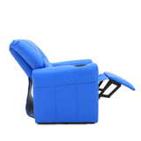 Blue Kids push back recliner chair with cup holder - Rear View