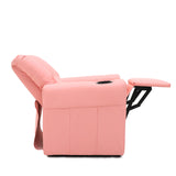 Pink Kids push back recliner chair with cup holder - Top-Down View