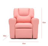 Pink Kids push back recliner chair with cup holder - Low Angle