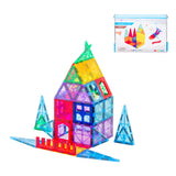 48 Pcs non-toxic STEM Educational, Durable Magnetic Tiles/Puzzle with Storage Bag - Side View