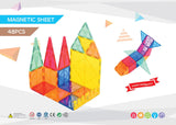 48 Pcs non-toxic STEM Educational, Durable Magnetic Tiles/Puzzle with Storage Bag - Rear View
