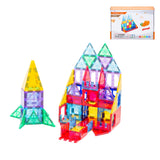 78 Pcs non-toxic STEM Educational, Durable Magnetic Tiles/Puzzle with Storage Bag - Top-Down View