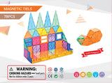 78 Pcs non-toxic STEM Educational, Durable Magnetic Tiles/Puzzle with Storage Bag - Rear View