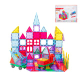 200 Pcs non-toxic STEM Educational, Durable Magnetic Tiles/Puzzle with Storage Bag - Side View