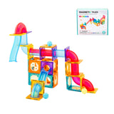 88 Pcs non-toxic STEM Educational, Durable Magnetic Tiles/Puzzle with Storage Bag - Top-Down View