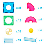 118 Pcs non-toxic STEM Educational, Durable Magnetic Tiles/Puzzle with Storage Bag - Side View