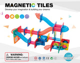 118 Pcs non-toxic STEM Educational, Durable Magnetic Tiles/Puzzle with Storage Bag - 45-Degree Angle