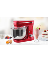 1200W Mix Master 5L Kitchen Stand (Red) w/ Bowl/ Whisk/ Beater - Front View