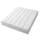 Hypoallergenic, Antibacterial w/ 100% Microfiber filling Mattress Topper - QUEEN - Top-Down View