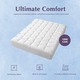 Hypoallergenic, Antibacterial w/ 100% Microfiber filling Mattress Topper - QUEEN - Front View