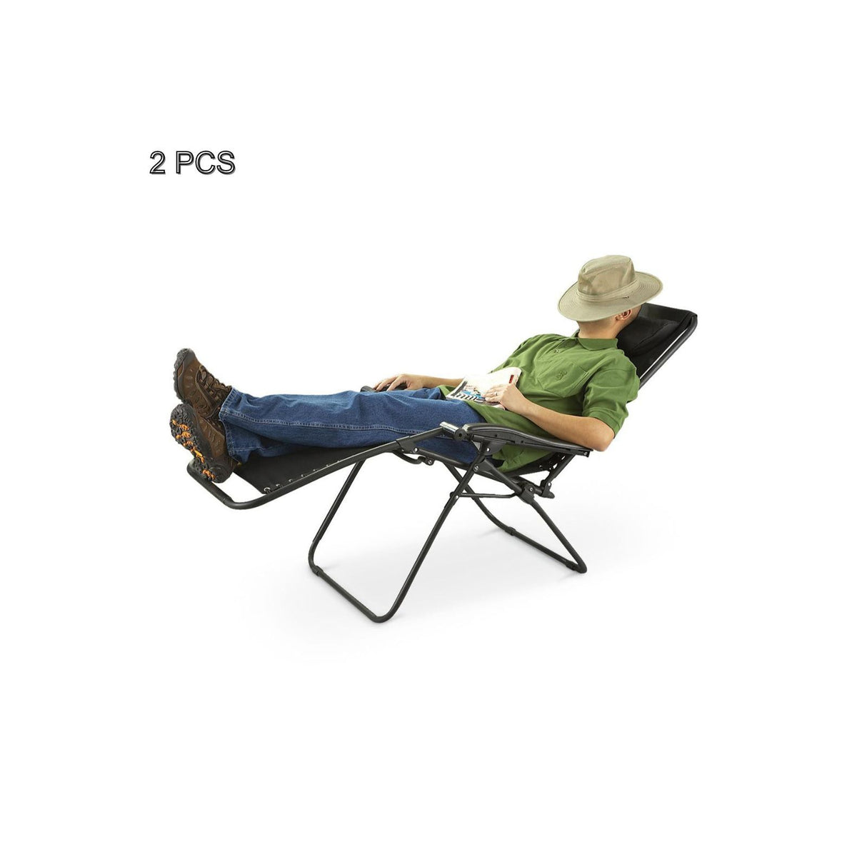 Pack of 2 Adjustable Zero Gravity Recliner Chairs (Black)