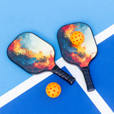 Pickleball Set with 6 Aerodynamic Balls and 2 Fiberglass Paddles - 45-Degree Angle