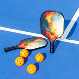 Pickleball Set with 4 Fiberglass Paddles, 6 Balls, Net, and Carry Bag - Rear View