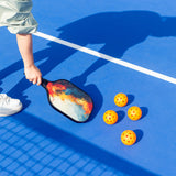 Pickleball Set with 4 Fiberglass Paddles, 6 Balls, Net, and Carry Bag - Close-Up Angle