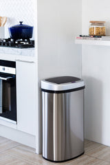 50L Stainless Steel Motion Sensor Rubbish Bin - Side View