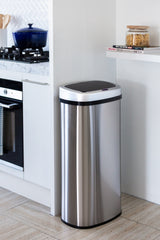 70L Stainless Steel Motion Sensor Rubbish Bin - Side View