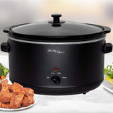 8L Slow Cooker (Black) Large Capacity Ceramic Pot, 300W - Front View