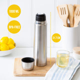 1L Stainless Steel Vacuum Flask Insulated Drink Container - Front View
