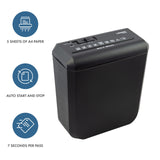 Home & Office Shredder, 5 x A4 At Once, Auto Start/Stop Function - Side View