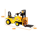 Kids Manual Forklift Ride-On with Working Mast Lift and Pallet - Side View