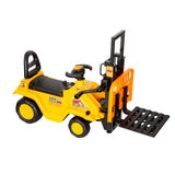 Kids Manual Forklift Ride-On with Working Mast Lift and Pallet - Close-Up Angle