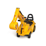 Ride-on Children's Excavator (Yellow) w/ Dual Operation Levers to Scoop - Side View