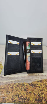 Leather Phone Wallet - Black - Front View