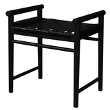 Elliot Single Seater Bench with Genuine Leather (Black) - Front View
