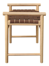 Elliot Single Seater Bench with Genuine Leather (Natural) - Front View
