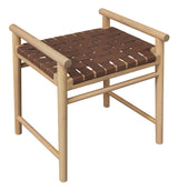 Elliot Single Seater Bench with Genuine Leather (Natural) - Side View