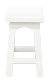 Tokyo Solid Mahogan Timber Footstool (White) - Side View