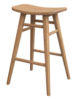 Aria Oval Solid Mindi Kitchen Counter Stool (Natural) - Front View