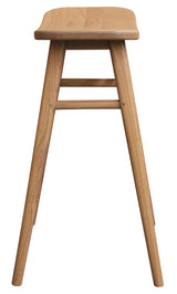 Aria Oval Solid Mindi Kitchen Counter Stool (Natural) - Side View