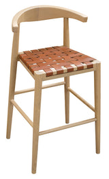 Elliot Genuine Leather Barstool - Set of 2 (Natural) - Front View