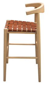 Elliot Genuine Leather Barstool - Set of 2 (Natural) - Side View
