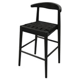Elliot Leather Kitchen Counter Stool (Black) - Front View