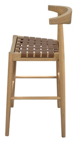 Elliot Leather Kitchen Counter Stool (Natural) - Side View
