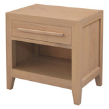 Dion 1-Drawer Solid Mindi Bedside Table (Natural) - Front View