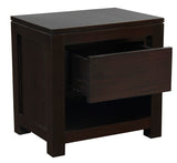 Amsterdam Solid Mahogany Timber 1 Drawer Bedside Table (Chocolate) - Front View