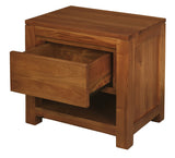 Amsterdam Solid Mahogany Timber 1 Drawer Bedside Table (Light Pecan) - Front View